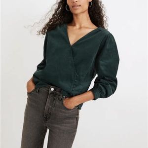 Madewell corduroy Kingston side button wrap top